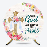Colorful Spring Floral Cross Round Easter Backdrop